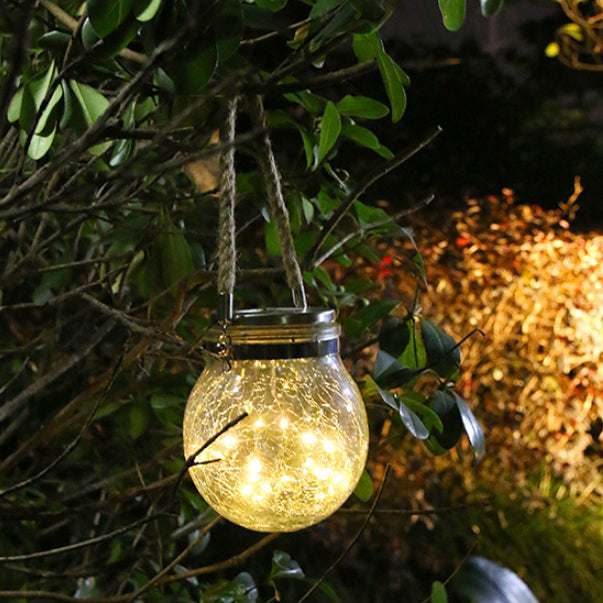 Moderne minimalistiske solvanntette runde flasker rund sprukket glass ABS rustfritt stål LED utendørs lys for hage | Luvikno