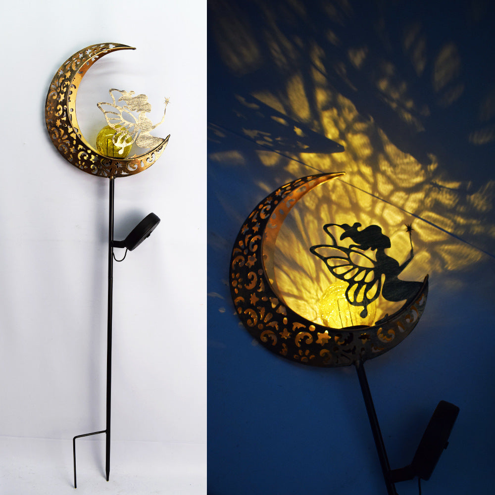 Moderne Art Deco Sol Vanntett Bakken Plugg Stjerne Sol Måne Jern Glass LED Utendørs Lys For Hage | Luvikno