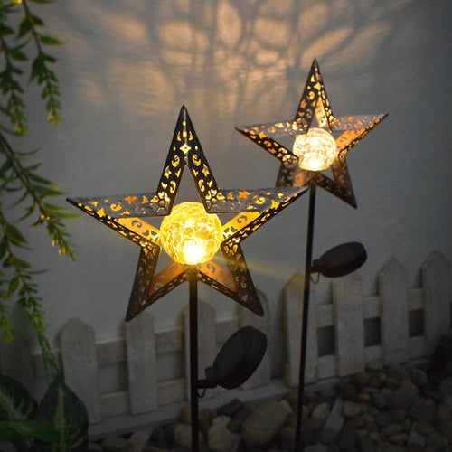 Moderne Art Deco Sol Vanntett Bakken Plugg Stjerne Sol Måne Jern Glass LED Utendørs Lys For Hage | Luvikno