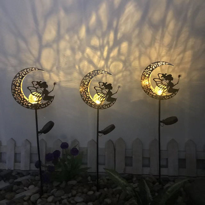 Moderne Art Deco Sol Vanntett Bakken Plugg Stjerne Sol Måne Jern Glass LED Utendørs Lys For Hage | Luvikno