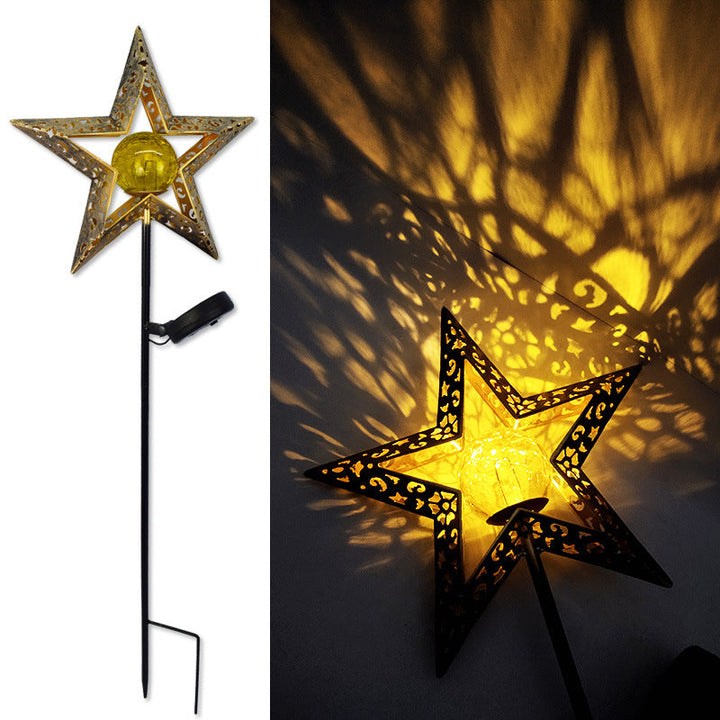 Moderne Art Deco Sol Vanntett Bakken Plugg Stjerne Sol Måne Jern Glass LED Utendørs Lys For Hage | Luvikno