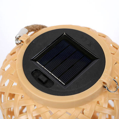 Moderne Art Deco Sol Vannbestandig Imitert Rattan Vevet Lantern Sylinderisk Plast LED Utendørs Lys For Hage | Luvikno
