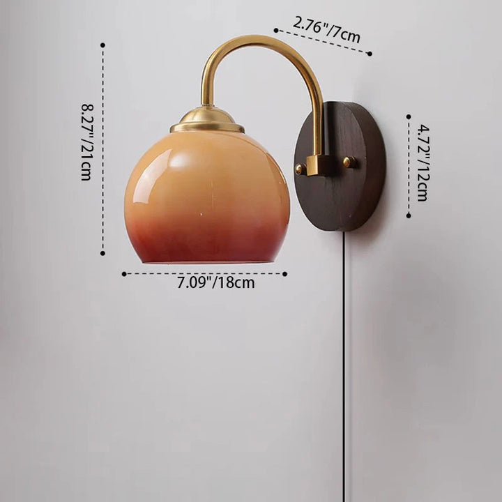 Luvikno | Moderne Mid-Century Krem Rund Oval Ask Tre Glass 1-Lys Vegglampe for Soverom