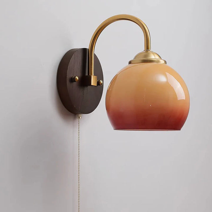 Luvikno | Moderne Mid-Century Krem Rund Oval Ask Tre Glass 1-Lys Vegglampe for Soverom