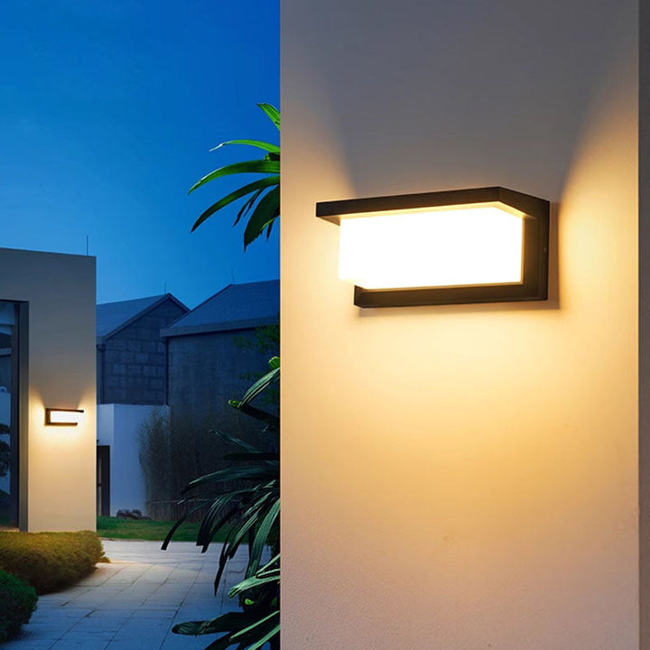 Moderne minimalistiske vanntette rektangulære ovale PC aluminium LED vegglampe til utendørsbruk | Luvikno