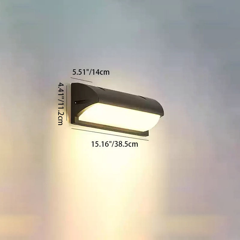 Moderne minimalistiske vanntette rektangulære ovale PC aluminium LED vegglampe til utendørsbruk | Luvikno