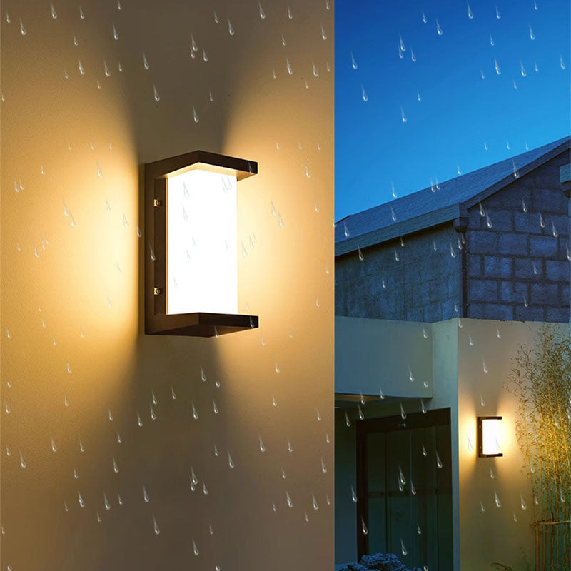Moderne minimalistiske vanntette rektangulære ovale PC aluminium LED vegglampe til utendørsbruk | Luvikno