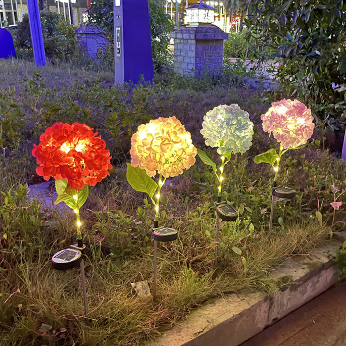 Samtidig Kreativ Sol Vanntett Hortensia Rund PVC Rustfritt Stål LED Utendørslys For Hage | Luvikno