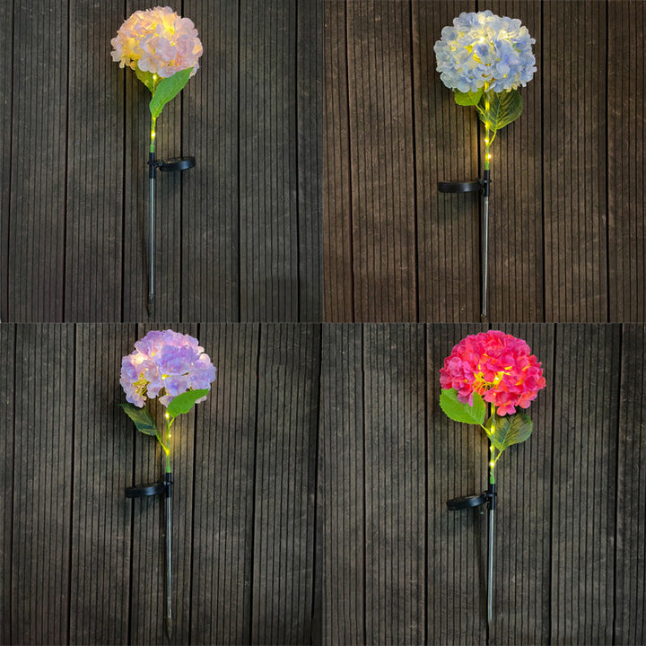 Samtidig Kreativ Sol Vanntett Hortensia Rund PVC Rustfritt Stål LED Utendørslys For Hage | Luvikno