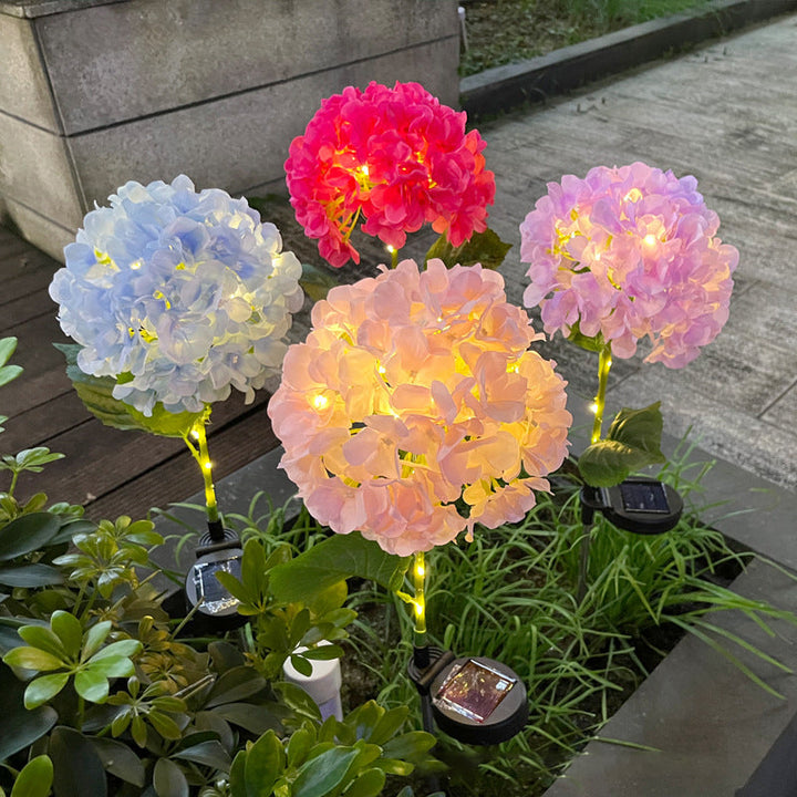 Samtidig Kreativ Sol Vanntett Hortensia Rund PVC Rustfritt Stål LED Utendørslys For Hage | Luvikno