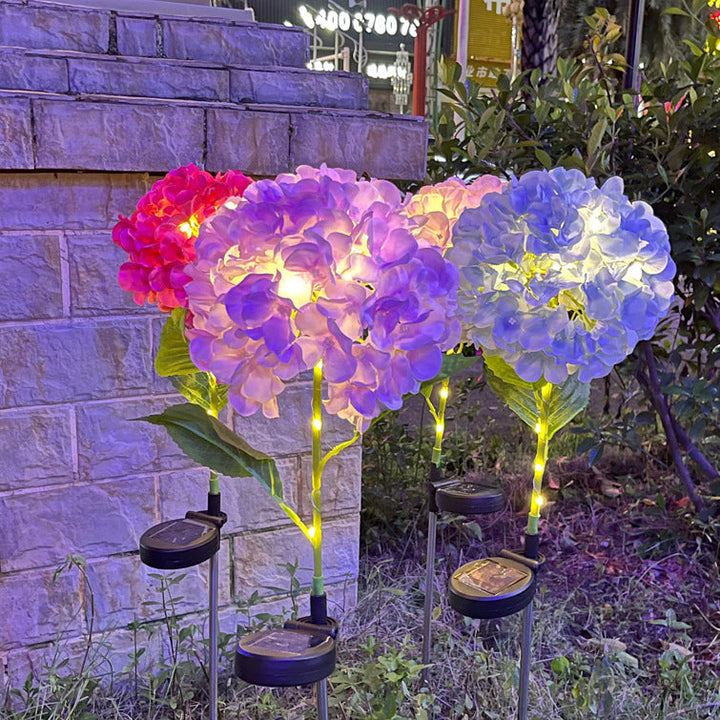 Samtidig Kreativ Sol Vanntett Hortensia Rund PVC Rustfritt Stål LED Utendørslys For Hage | Luvikno