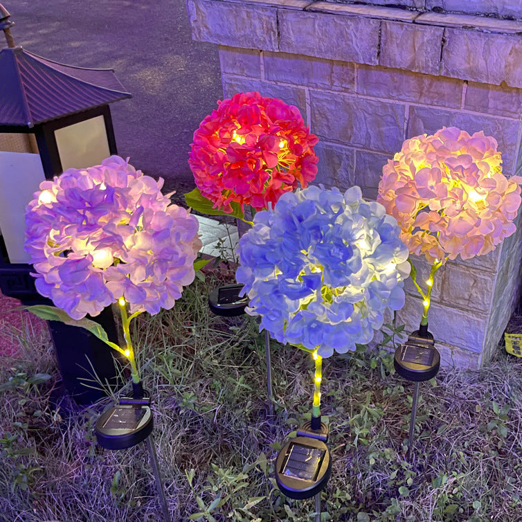 Samtidig Kreativ Sol Vanntett Hortensia Rund PVC Rustfritt Stål LED Utendørslys For Hage | Luvikno
