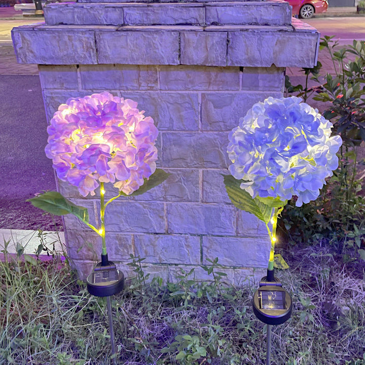 Samtidig Kreativ Sol Vanntett Hortensia Rund PVC Rustfritt Stål LED Utendørslys For Hage | Luvikno