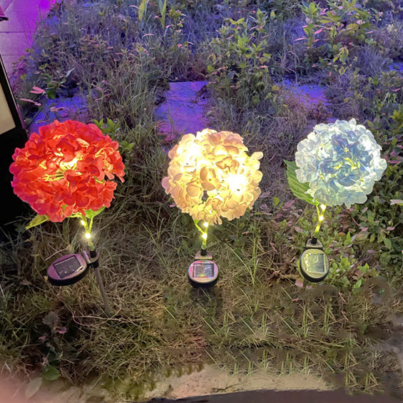 Samtidig Kreativ Sol Vanntett Hortensia Rund PVC Rustfritt Stål LED Utendørslys For Hage | Luvikno