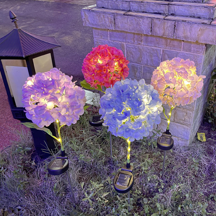 Samtidig Kreativ Sol Vanntett Hortensia Rund PVC Rustfritt Stål LED Utendørslys For Hage | Luvikno