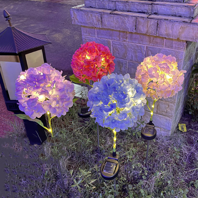 Samtidig Kreativ Sol Vanntett Hortensia Rund PVC Rustfritt Stål LED Utendørslys For Hage | Luvikno