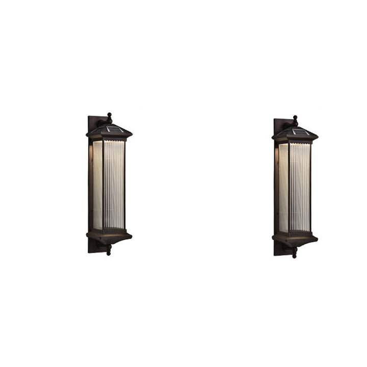 Tradisjonell kinesisk vanntett rektangulær glassmetall 1-lampe vegglampe for utendørs patio | Luvikno