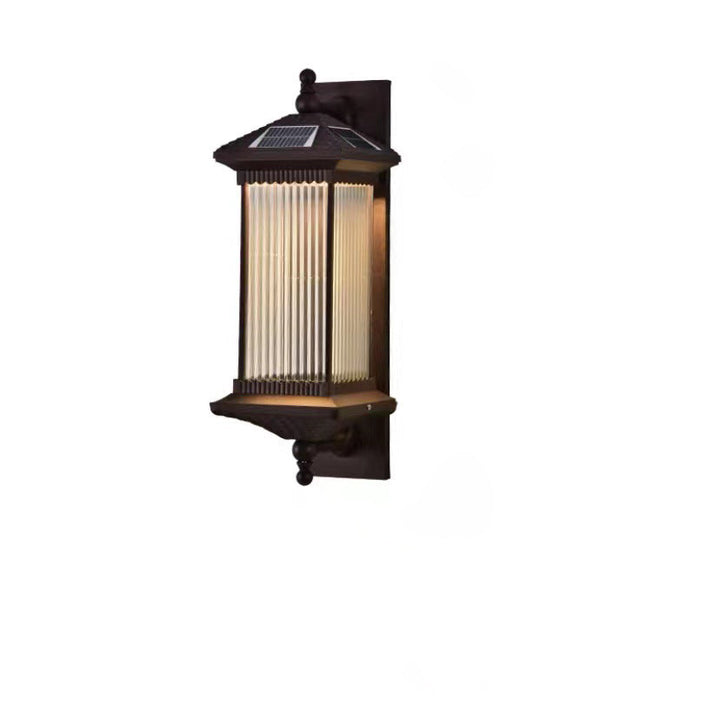 Tradisjonell kinesisk vanntett rektangulær glassmetall 1-lampe vegglampe for utendørs patio | Luvikno
