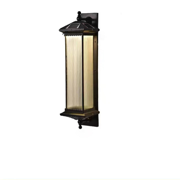 Tradisjonell kinesisk vanntett rektangulær glassmetall 1-lampe vegglampe for utendørs patio | Luvikno