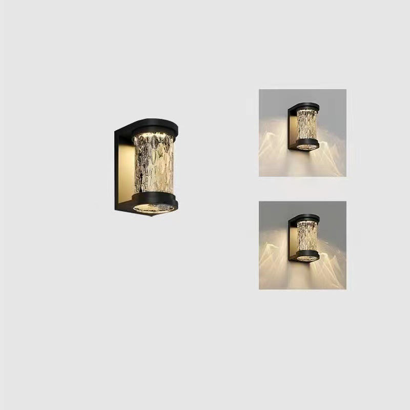 Moderne Luksus Vanntett Sylinder Rustfritt Stål Krystall LED Vegglampe For Utendørs Patio | Luvikno