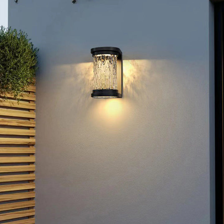 Moderne Luksus Vanntett Sylinder Rustfritt Stål Krystall LED Vegglampe For Utendørs Patio | Luvikno