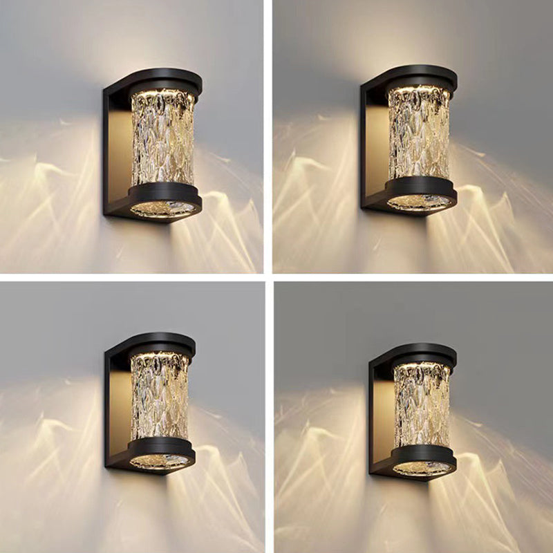 Moderne Luksus Vanntett Sylinder Rustfritt Stål Krystall LED Vegglampe For Utendørs Patio | Luvikno