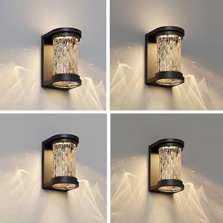 Moderne Luksus Vanntett Sylinder Rustfritt Stål Krystall LED Vegglampe For Utendørs Patio | Luvikno