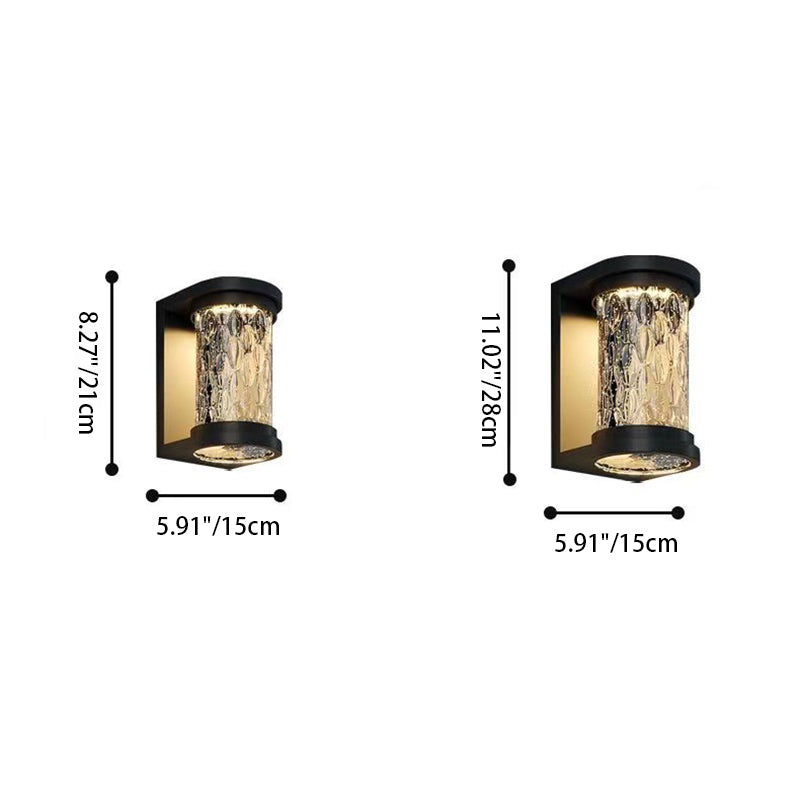 Moderne Luksus Vanntett Sylinder Rustfritt Stål Krystall LED Vegglampe For Utendørs Patio | Luvikno