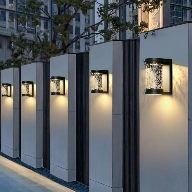 Moderne Luksus Vanntett Sylinder Rustfritt Stål Krystall LED Vegglampe For Utendørs Patio | Luvikno