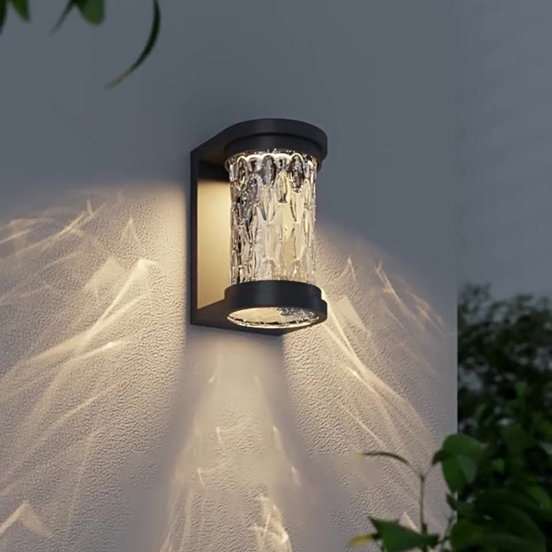 Moderne Luksus Vanntett Sylinder Rustfritt Stål Krystall LED Vegglampe For Utendørs Patio | Luvikno