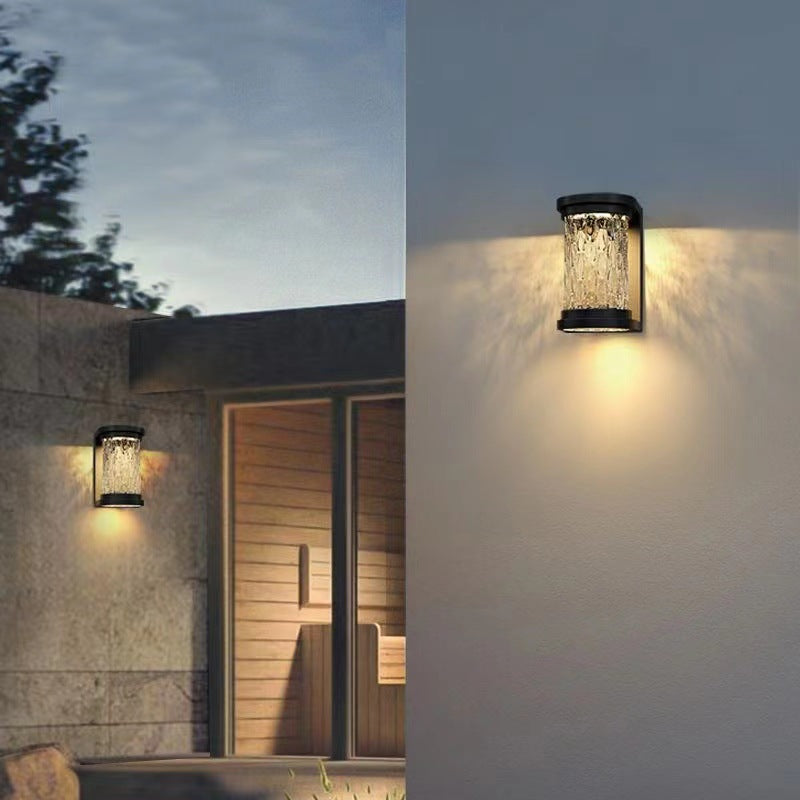 Moderne Luksus Vanntett Sylinder Rustfritt Stål Krystall LED Vegglampe For Utendørs Patio | Luvikno