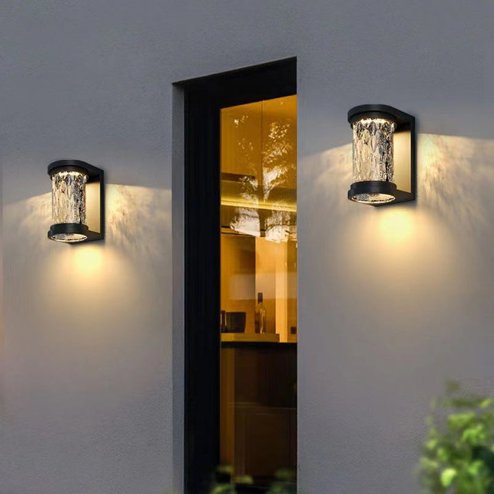 Moderne Luksus Vanntett Sylinder Rustfritt Stål Krystall LED Vegglampe For Utendørs Patio | Luvikno