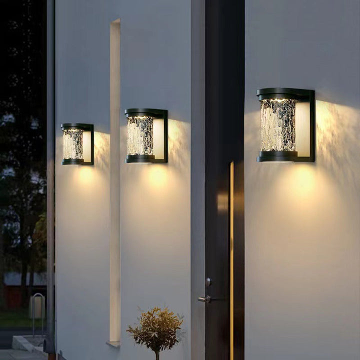 Moderne Luksus Vanntett Sylinder Rustfritt Stål Krystall LED Vegglampe For Utendørs Patio | Luvikno