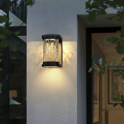 Moderne Luksus Vanntett Sylinder Rustfritt Stål Krystall LED Vegglampe For Utendørs Patio | Luvikno