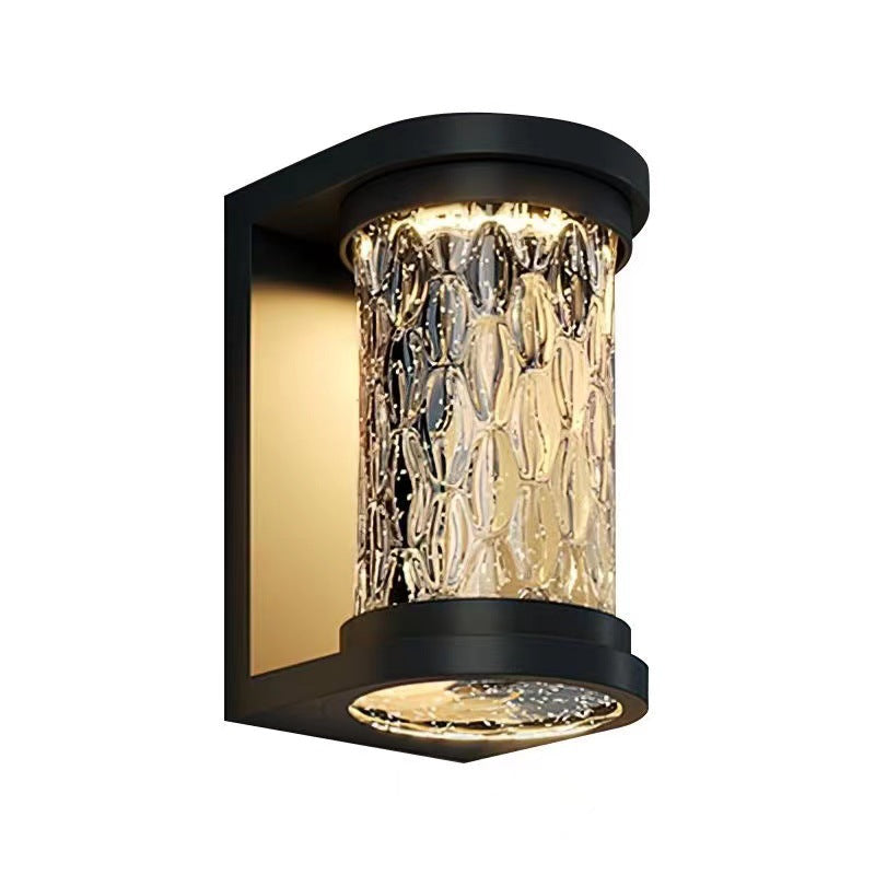 Moderne Luksus Vanntett Sylinder Rustfritt Stål Krystall LED Vegglampe For Utendørs Patio | Luvikno