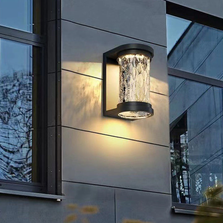 Moderne Luksus Vanntett Sylinder Rustfritt Stål Krystall LED Vegglampe For Utendørs Patio | Luvikno