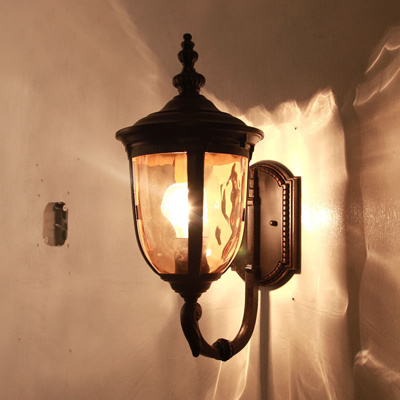Samtidig Nordisk Krukke Aluminium Glass 1-Lykt Vegglampe For Utendørs Patio | Luvikno
