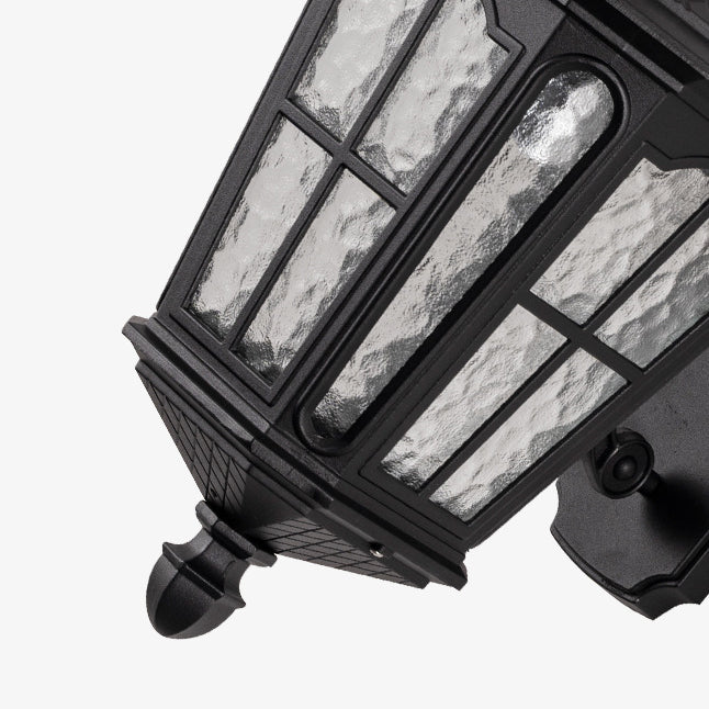 Tradisjonell europeisk lanterne vanntett aluminium glass 1-lys vegglampe for utendørs patio | Luvikno