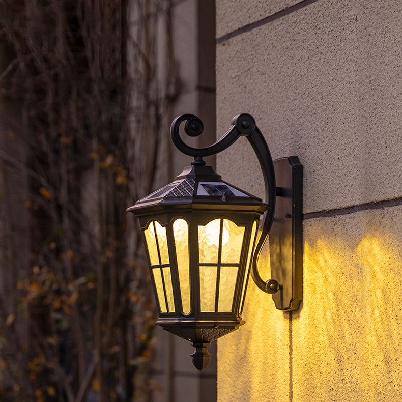 Tradisjonell europeisk lanterne vanntett aluminium glass 1-lys vegglampe for utendørs patio | Luvikno
