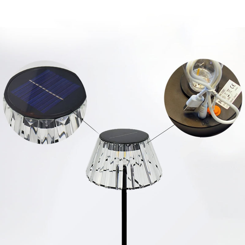Samtidig Industriell Vanntett Sol USB Jern Glass Utendørs LED Stående Gulvlampe For Hage | Luvikno