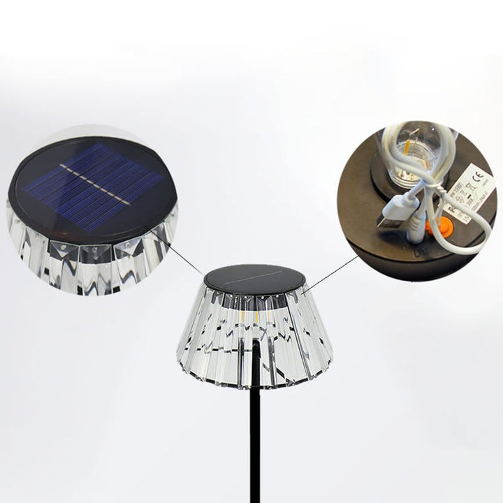 Samtidig Industriell Vanntett Sol USB Jern Glass Utendørs LED Stående Gulvlampe For Hage | Luvikno