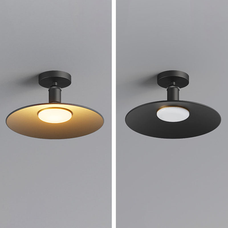 Moderne Industrielle Vanntette Aluminium Rund 1-Lys Semi-Flush Taklampe For Utendørs Patio | Luvikno