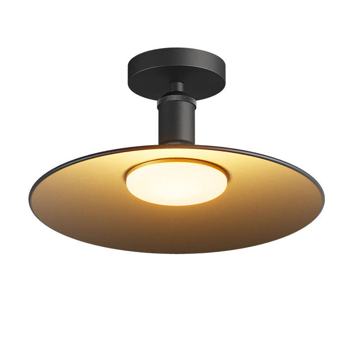 Moderne Industrielle Vanntette Aluminium Rund 1-Lys Semi-Flush Taklampe For Utendørs Patio | Luvikno