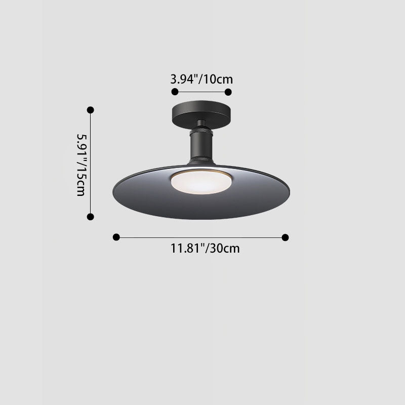 Moderne Industrielle Vanntette Aluminium Rund 1-Lys Semi-Flush Taklampe For Utendørs Patio | Luvikno