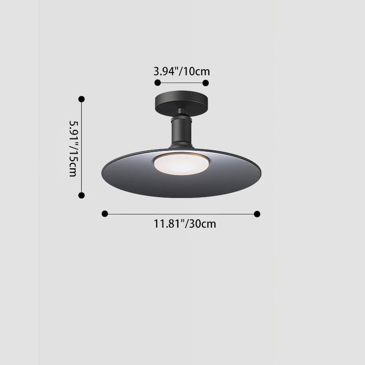 Moderne Industrielle Vanntette Aluminium Rund 1-Lys Semi-Flush Taklampe For Utendørs Patio | Luvikno