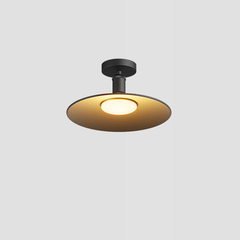 Moderne Industrielle Vanntette Aluminium Rund 1-Lys Semi-Flush Taklampe For Utendørs Patio | Luvikno