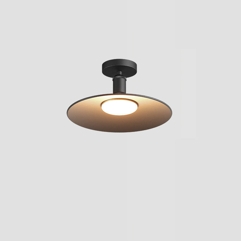 Moderne Industrielle Vanntette Aluminium Rund 1-Lys Semi-Flush Taklampe For Utendørs Patio | Luvikno