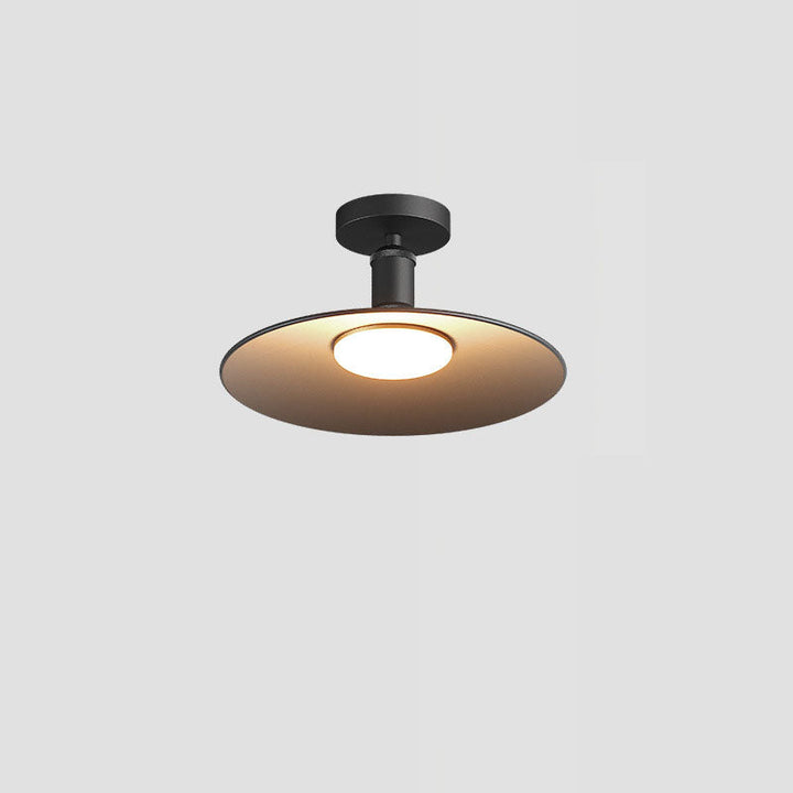 Moderne Industrielle Vanntette Aluminium Rund 1-Lys Semi-Flush Taklampe For Utendørs Patio | Luvikno