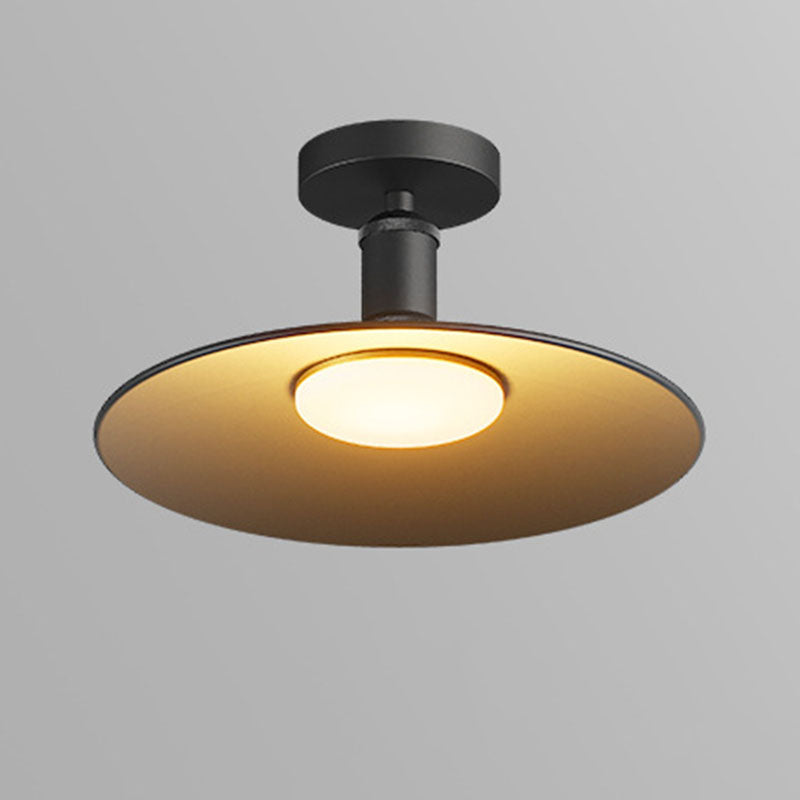 Moderne Industrielle Vanntette Aluminium Rund 1-Lys Semi-Flush Taklampe For Utendørs Patio | Luvikno