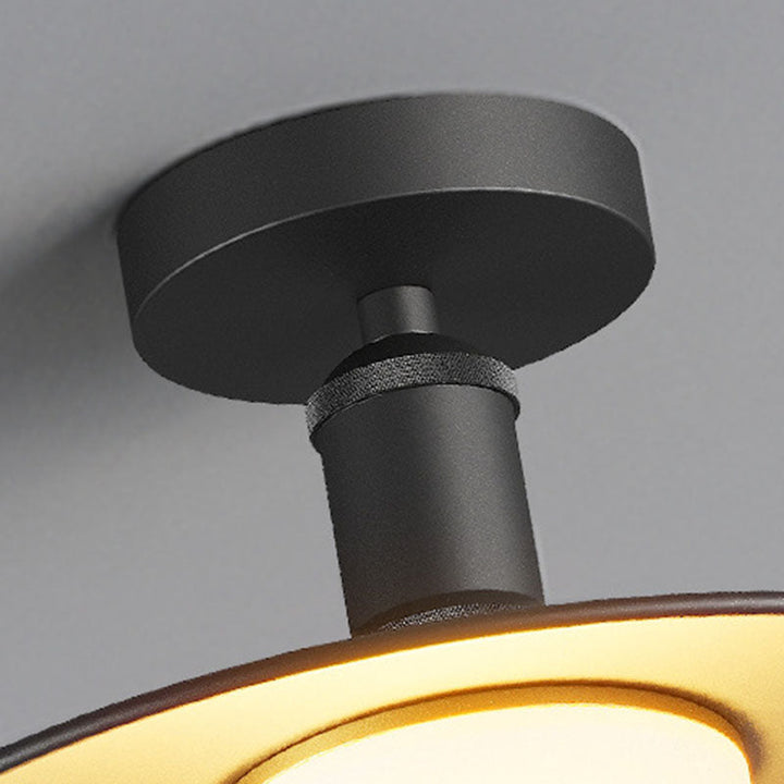 Moderne Industrielle Vanntette Aluminium Rund 1-Lys Semi-Flush Taklampe For Utendørs Patio | Luvikno